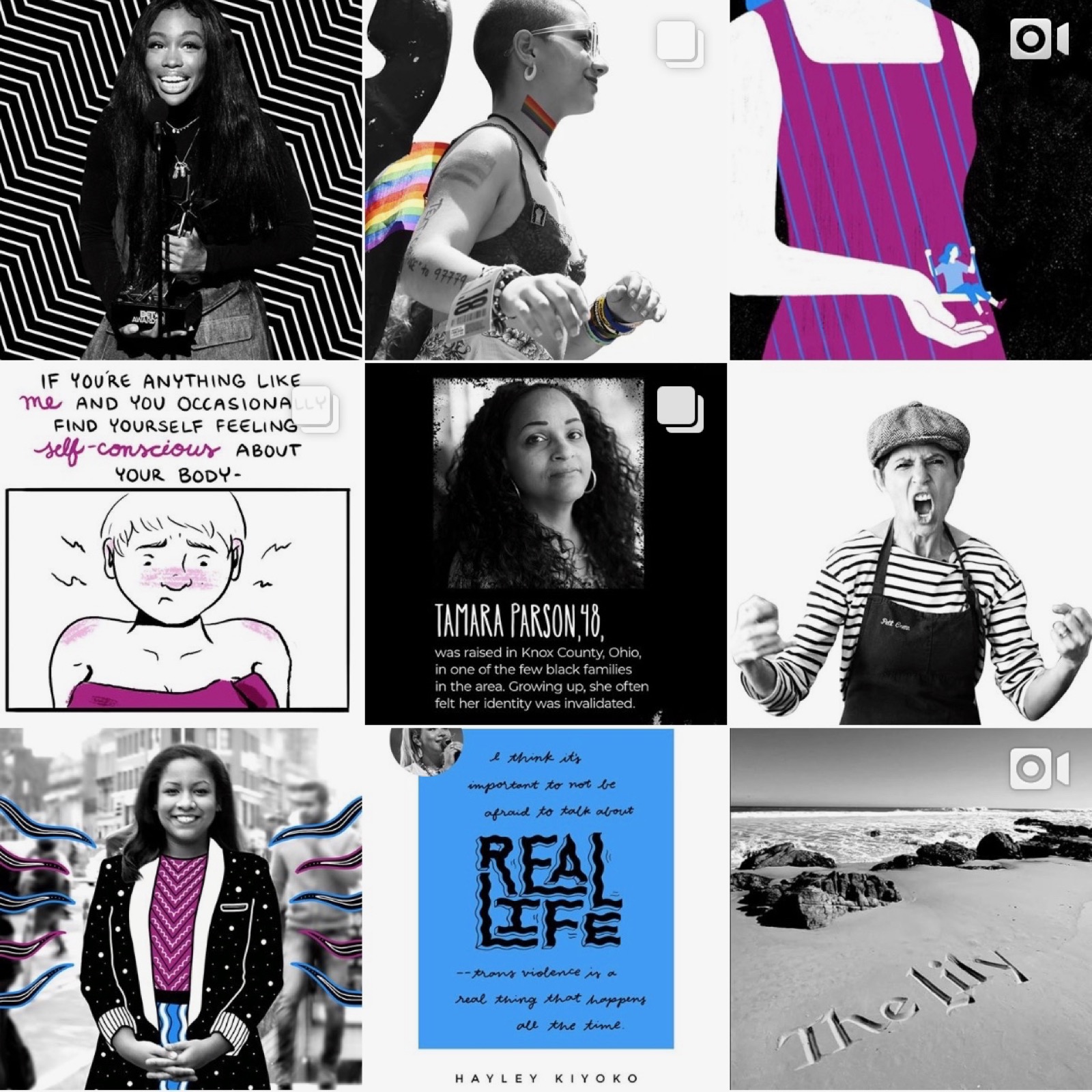 The Lily's Instagram grid, showing the clear black/white alternation