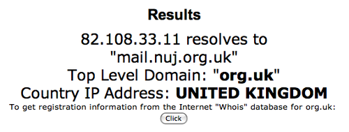 A reverse DNS lookup