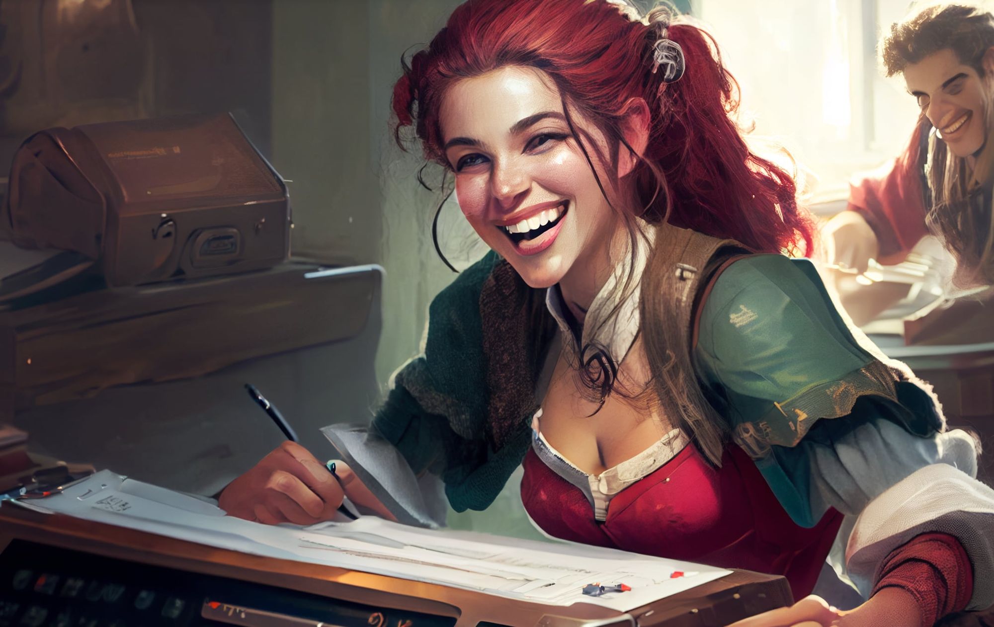An attractive female bard, working on Google's search algorithm 