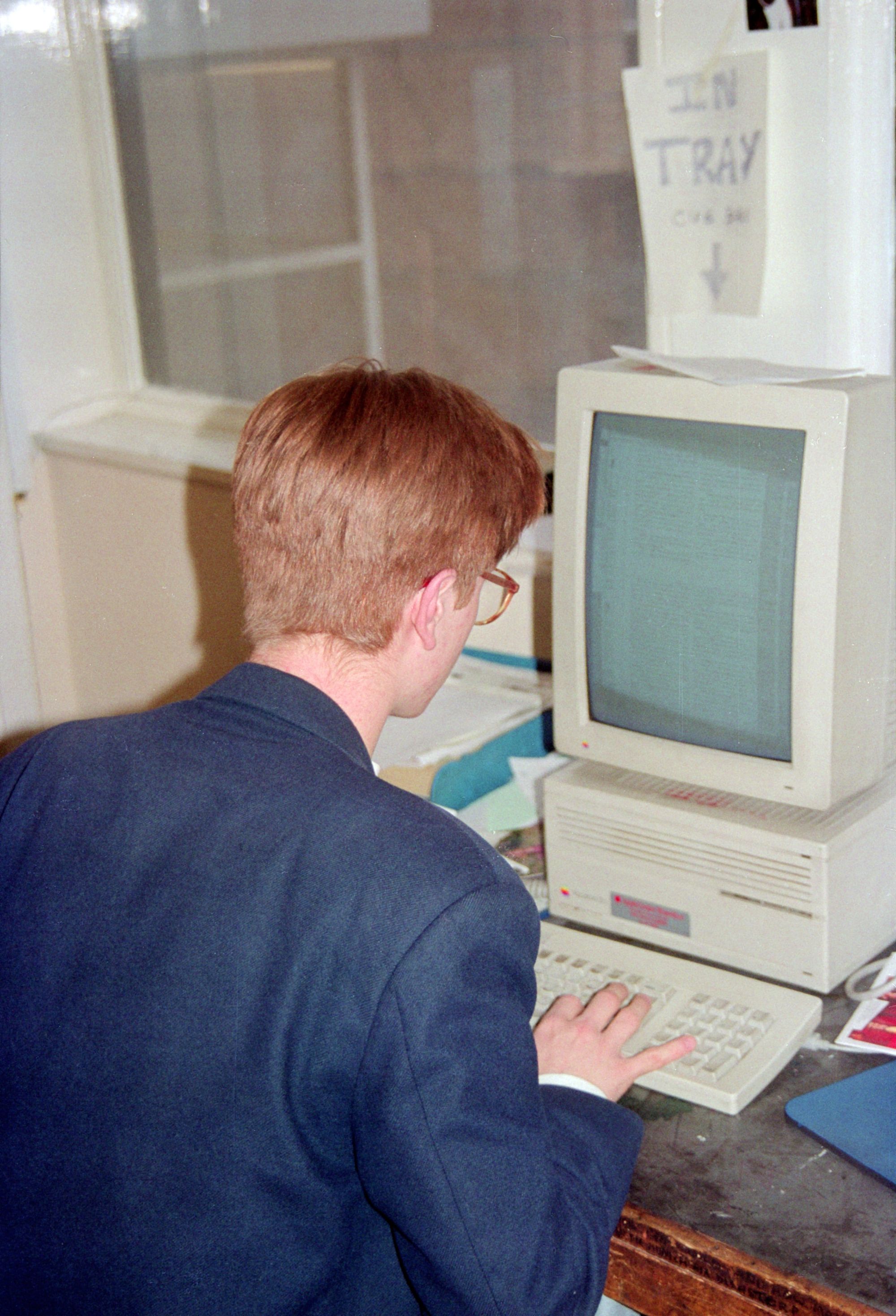 Paul Clements working in the Cub office in 1994