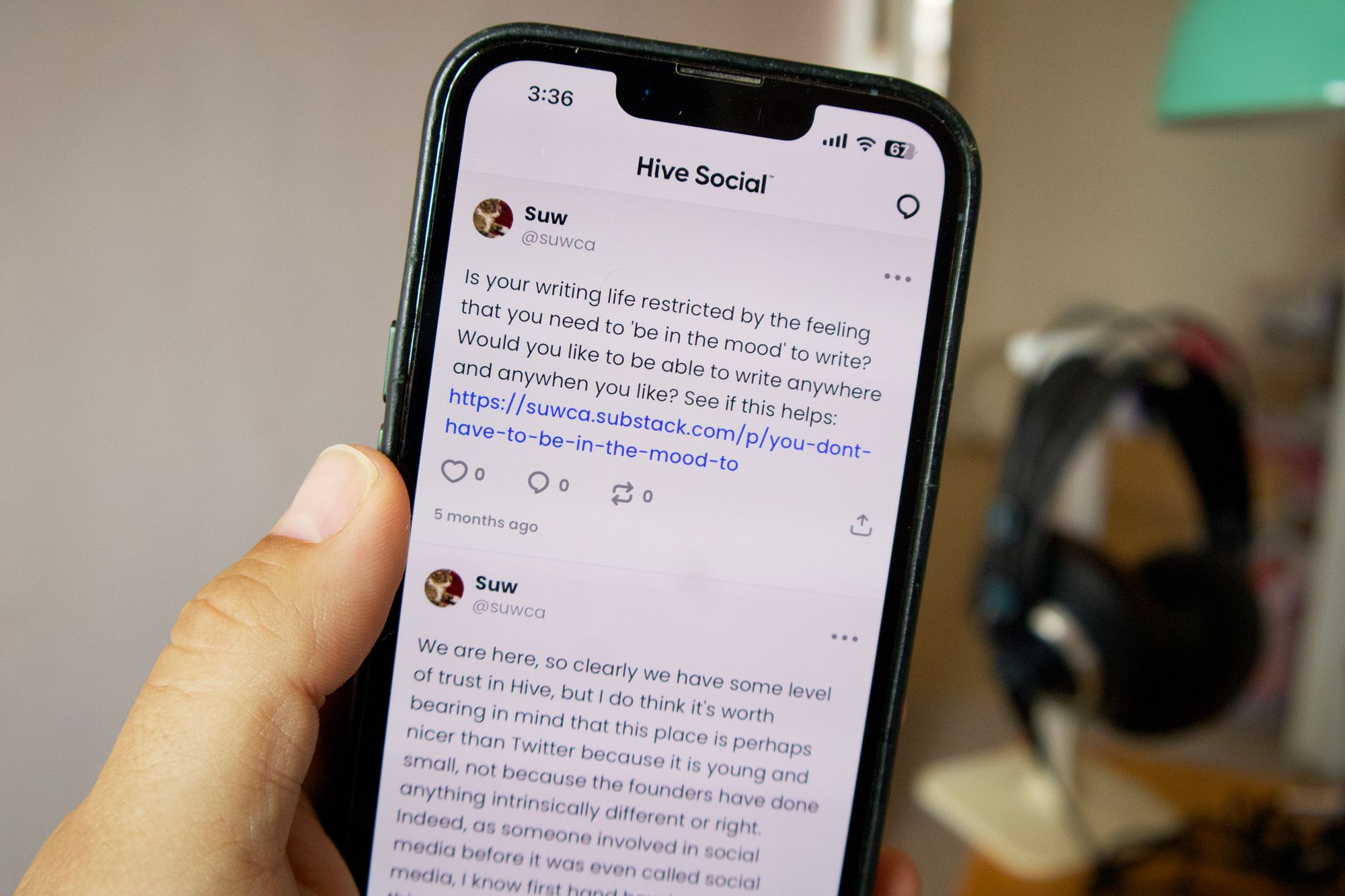 Hive Social on an iPhone