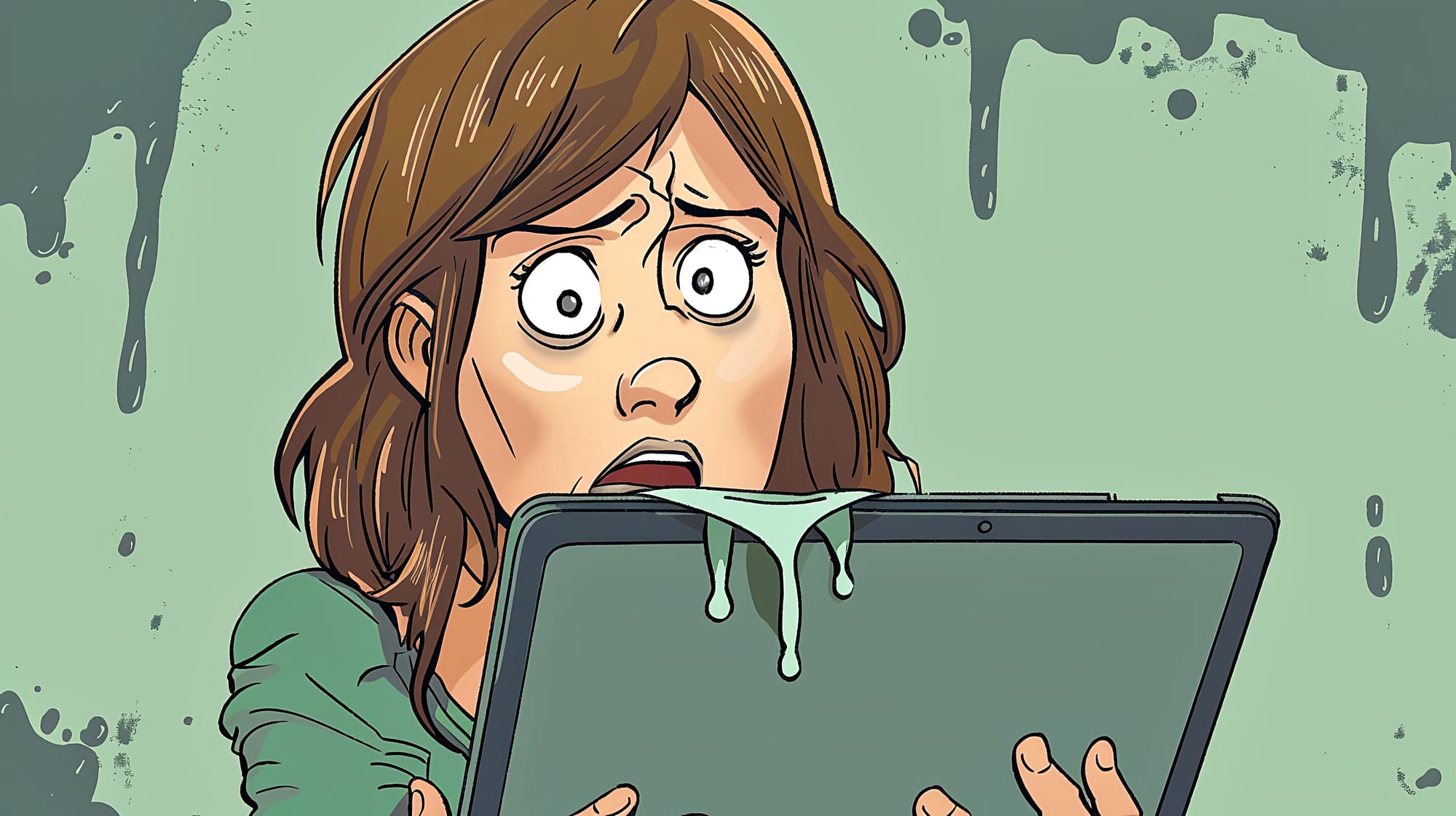 A woman horrified at the content slop she finds through search.