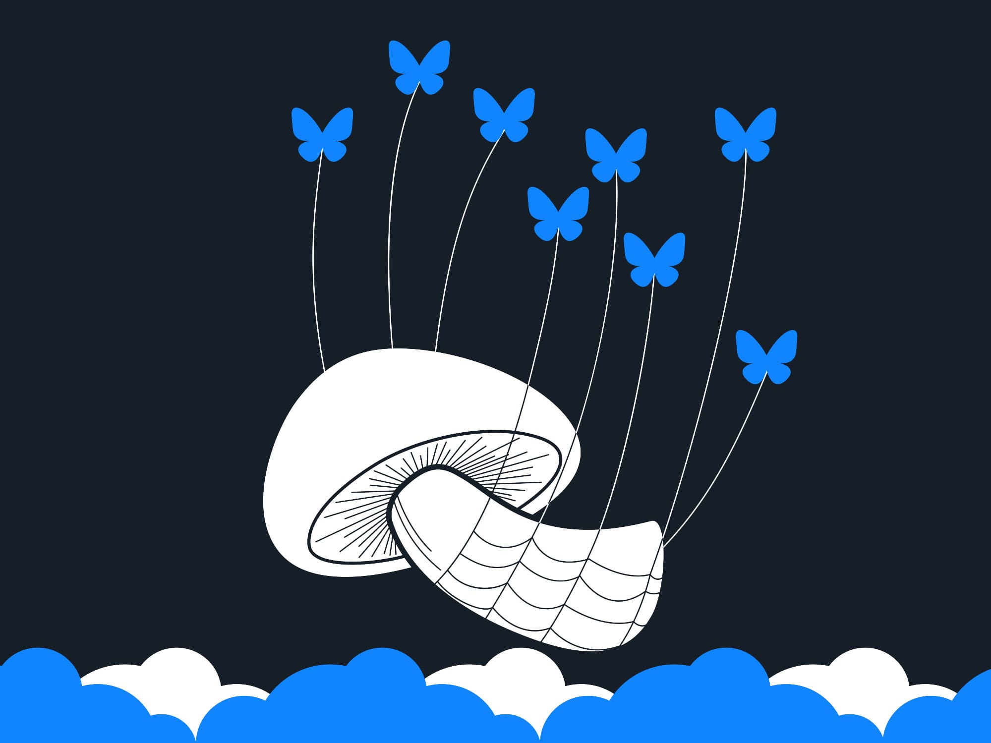 A Fail Mushroom supported Bluesky butterflies 