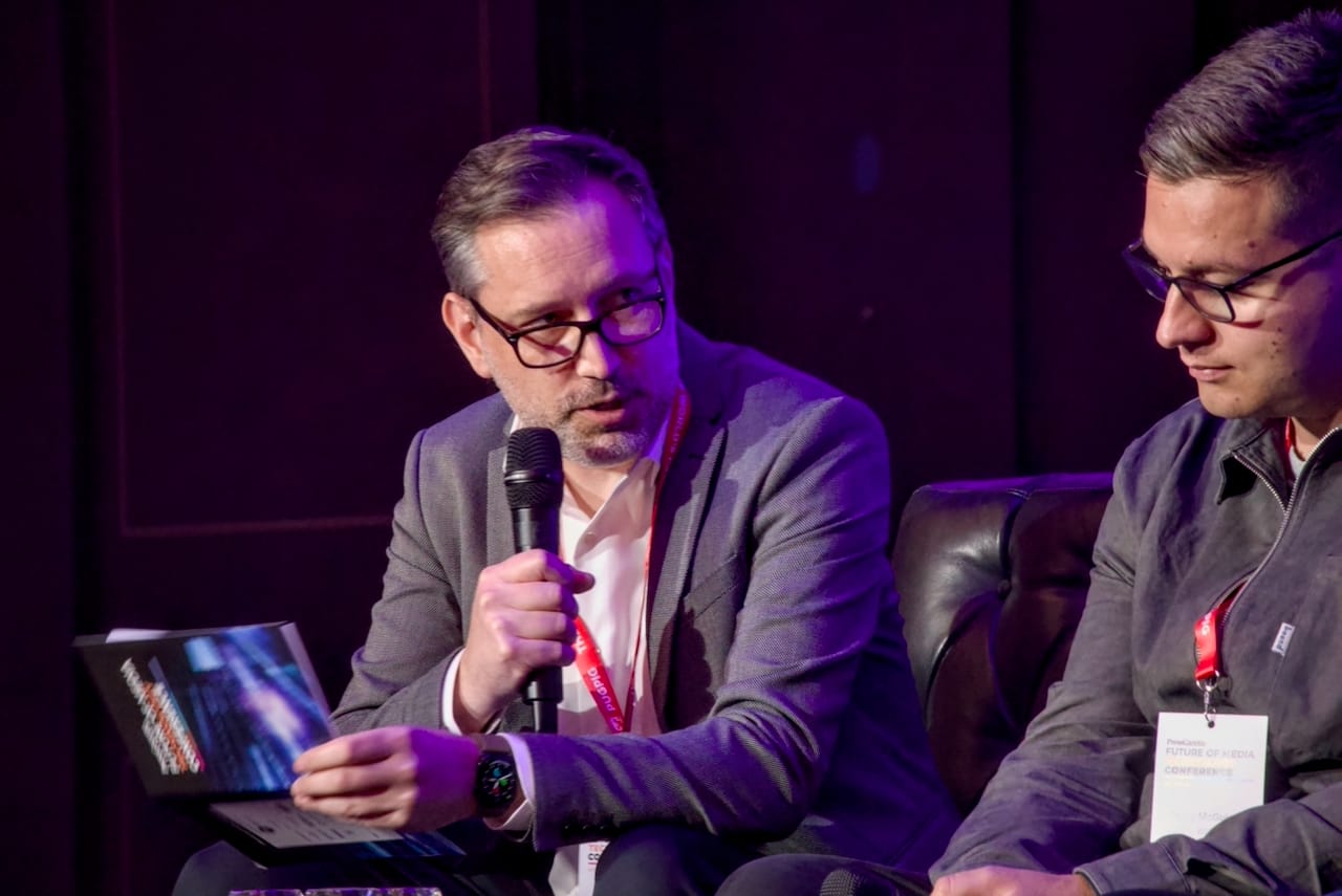 Richard Headland chairing a panel at the Future of Media Technology conference