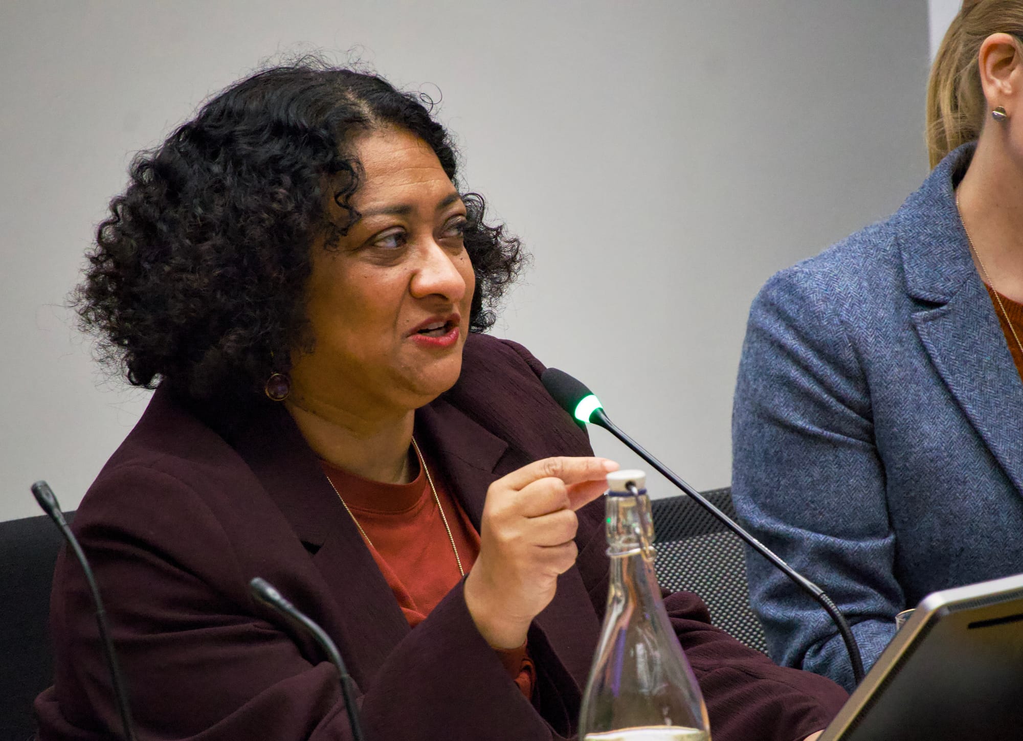 Meera Selva talking at the UK Media Freedom Forum