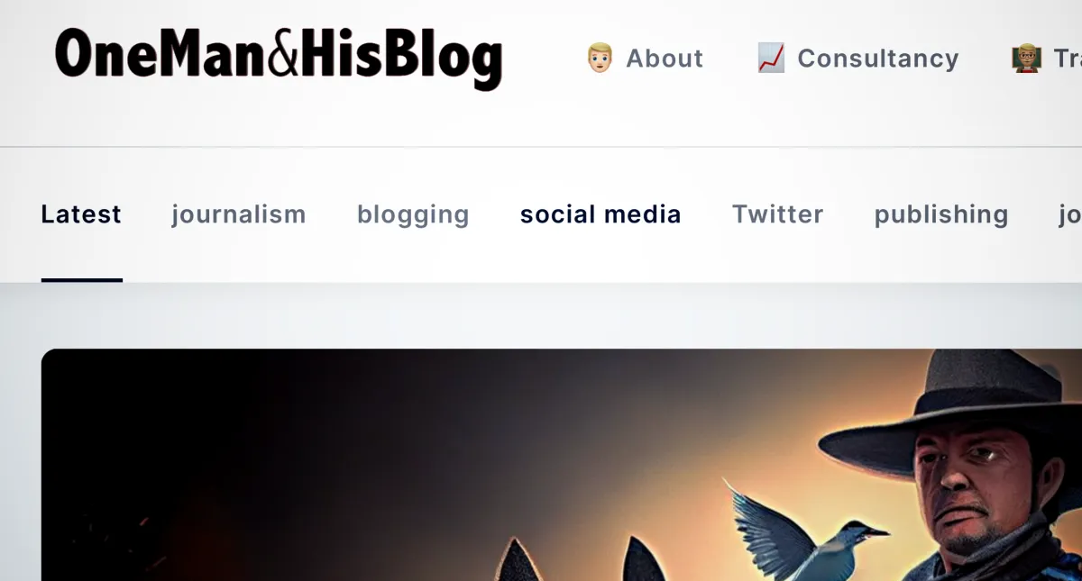 The 2023 look of the website One Man & His Blog