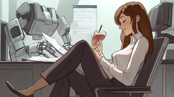 A journalist kicking back and relaxing while an AI gets on with her work. Well, we can dream, can't we? 