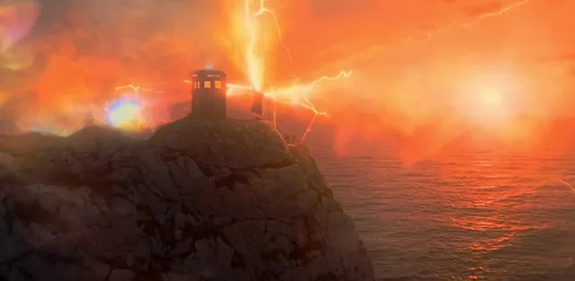 The 13th Doctor regenerates atop Durdle Door in Dorset. 