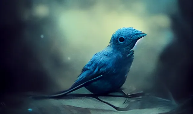 A bedraggled looking blue bird