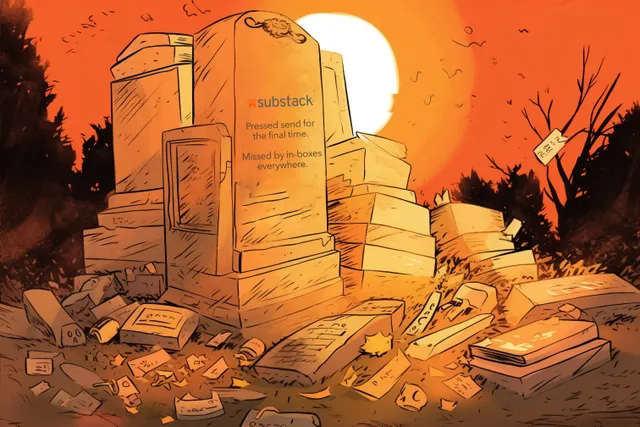 A drawing of Substack’s gravestone. 