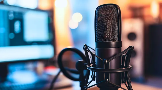 A mic ready for a podcasting sesh