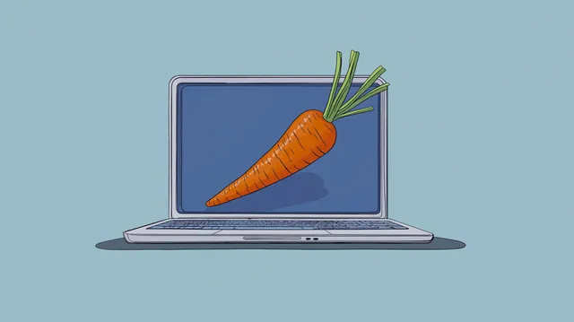 A carrot of a headline on a laptop screen
