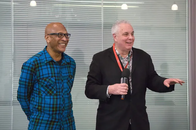 Luke Daniels and Paul Lashmar at the launch of Drax of Drax Hall